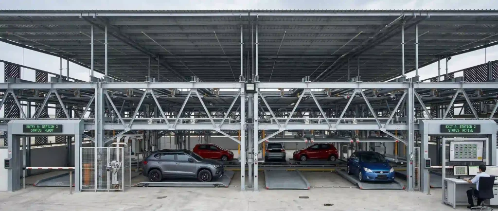 Installation of a three floor steel